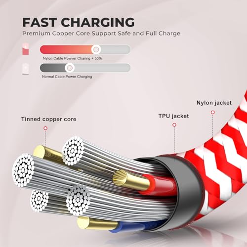 AGOZ 2 Pack RED Apple MFI Certified Lightning to USB C Cable, Braided Fast Charger Cord Compatible with iPhone 14 Pro Max, 14 Plus, 13, 12, 13 Mini iPhone SE, iPhone 11 XR X XS 8 7 6 5 (10ft)