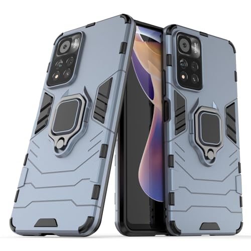 Max Power Digital Magnet Case for Xiaomi Redmi Note 11 Pro Shockproof Hard Phone Cover with Grip, Metal Ring Kickstand Bumper Shell [Compatible with Magnetic Car Mount] (Navy) - color: Navy, size: Xiaomi Redmi Note 11 Pro