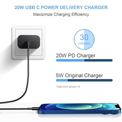 Extra Long 10FT iPhone 14 13 12 Charger Fast Charging 2-Pack 20W Super Fast Charger with Long Fast Charging Cable for iPhone 14/13/12/11 Pro Max,14 Plus,Mini,Pro/XS/SE/XR/iPad - Black - color: Black