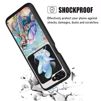 for Samsung Galaxy Z Flip 5 Case, Heavy Duty Dual Layer Hybrid Military Grade Shockproof Drop Folding Protective Cover for Samsung Galaxy Z Flip 5 5G 2023, Sea Turtle - color: Sea Turtle