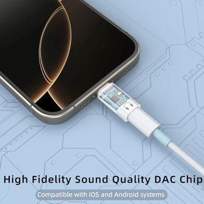 Jadebones 3 Pack USB C to Light-ning Headphone Audio Adapter, White