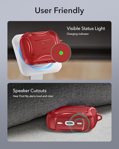 ESR for AirPods Pro 3 Case (2025), Magnetic Lid, Cyber Tough Series, Red - color: Red, size: AirPods Pro 3 Case