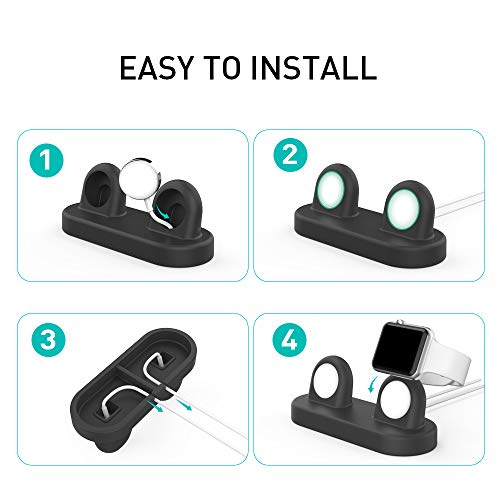 Delidigi for Dual Apple Watch Charger Stand, Charging Cable Not Included - color: Black, Charger Not Included!