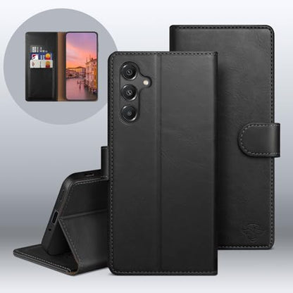 Wallet Case for Samsung Galaxy A16 5G, Black | RFID-Blocking Card Holder, Kickstand, Magnetic Closure, PU Leather Folio Flip Cover, Protective Women Men Cases - color: Black, size: SamsungGalaxy A16
