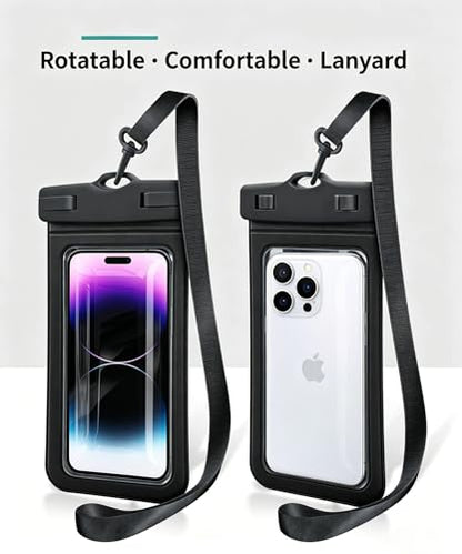 Waterproof Phone Pouch Case - [2 Pack][Easy Lock & Heavy Duty] IPX8 Water Proof Cell Phone for Beach, Swimming Equipment Bags for iPhone 17 16 15 14 13 12 Pro Max Plus, Galaxy S25, 4-7" Black, White
