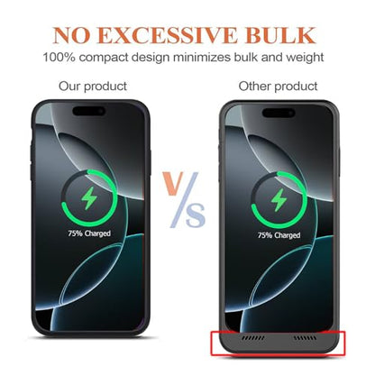 Battery Case for iPhone 16 Pro, 10000mAh Portable Protective Charging Case with Wireless Charging Compatible with iPhone 16 Pro (6.3 inch) Rechargeable Battery Pack Charger Case with Carplay (Black) - size: iPhone 16 Pro