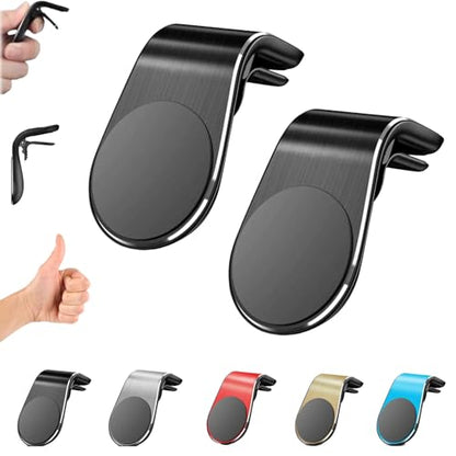 Phone Holder, Magnetic Phone Holder for Car, Mobile Phone Navigation Magnetic Bracket, 360° Adjustable Hands Phone Stand, Secure Clip-On Air Vent Phones Cradle for Driving - color: Black*2