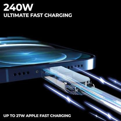 Rolling Square inCharge XS - 240W 4in1 Keyring Cable | Fast Charging & Data Transfer | Universal USB C/Lightning/USB Cable with Metal Housing | N52 Magnets | Eco-Friendly | Beige - style: Beige