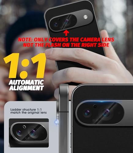 Orzero (3 Pack) Camera Lens Protector Compatible for Google Pixel 9 (6.3 inch) Protector de Cámera Case Friendly Tempered Glass 9H High Definition Microphone Cutout Anti-Scratch - size: Google Pixel 9 (6.3 inch)