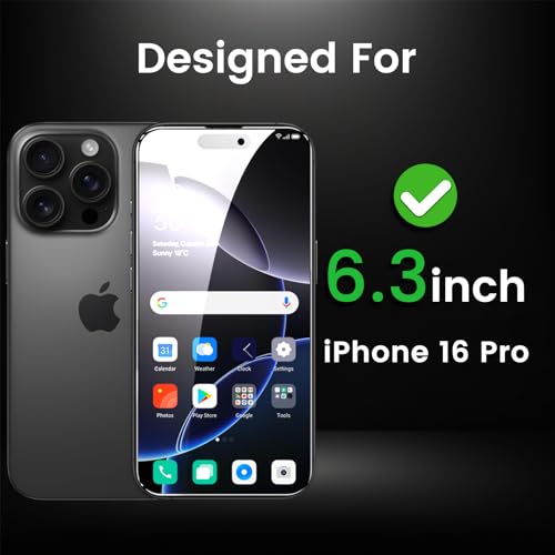 Romkasi 4 Pack Privacy Screen Protector for iPhone 16 Pro 6.3 Inch with 4 Pack Camera Lens Protector, Anti Spy Tempered Glass Film, Anti-Scratch, Touch Sensitive, Case Friendly - color: iPhone 16 Pro