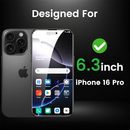 Romkasi 4 Pack Privacy Screen Protector for iPhone 16 Pro 6.3 Inch with 4 Pack Camera Lens Protector, Anti Spy Tempered Glass Film, Anti-Scratch, Touch Sensitive, Case Friendly - color: iPhone 16 Pro