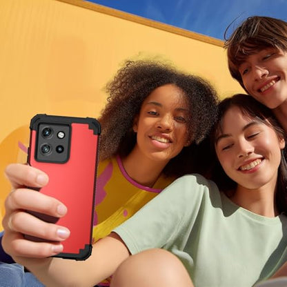 Phone Case for Motorola Moto G Power 2025/Moto G Play 5G 2025 Hard Cover Shockproof Soft Silicone Bumper Hybrid Three Layer Heavy Duty Grip Rugged Protective Cell GPower GPlay XT2515-1 Red - color: Red