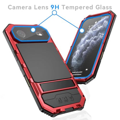 Lunivop Compatibility with iPhone Air Case 6.5'' 2025 Heavy Duty with Built in Screen Protector Lens Protection Rugged Stand 360 Full Body Military Grade Metal Bumper Phone Cases Men 17 Air Red - color: Red, size: iPhone 17 Air 6.5 2025