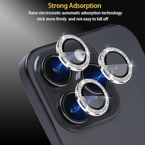 Camera Lens Protector for iPhone 14 Pro/14 Pro Max, Glitter Silver - color: Glitter Silver