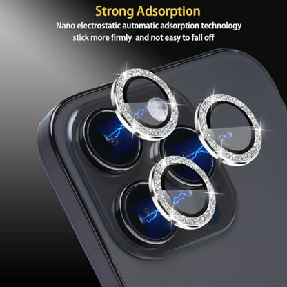Camera Lens Protector for iPhone 14 Pro/14 Pro Max, Glitter Silver - color: Glitter Silver