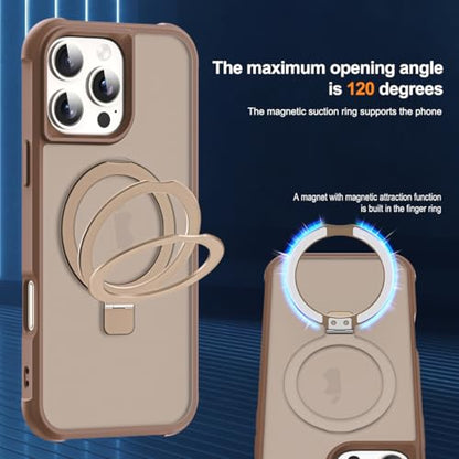SKYLMW Compatible with iPhone 16 Pro Max Case with Stand,Desert Brown | iPhone 16 Pro Max Phone Case 6.9",Magnetic Ring Stand,Compatible with MagSafe,Military-Grade Protection,Great Grip Feeling - color: Desert Brown, size: Iphone 16 Pro Max