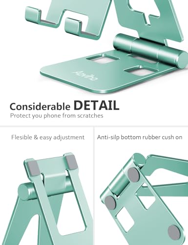 Aoviho Foldable Cell Phone Stand for Desk, Holder for iPhone,Mint Green - color: Mint Green
