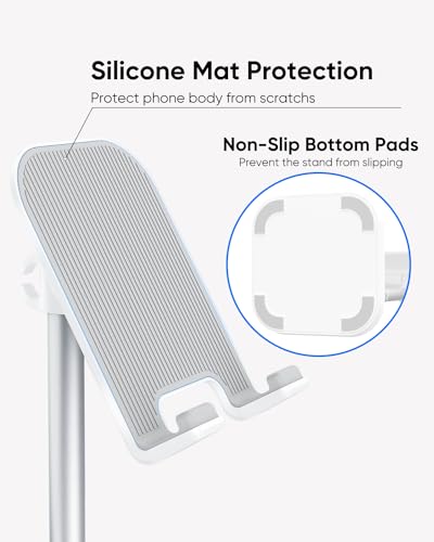 Cell Phone Stand, Phone Holder for Desk, Office Desktop iPhone Stand - color: White