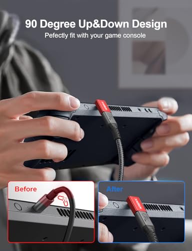 XAOSUN 40Gbps 90 Degree USB C Adapter, Right Angle USB4.0 Converter 2-Pack - color: 90 Degree-Red