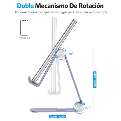 OMOTON Foldable Cell Phone Stand, C4 Portable Aluminum Phone Holder - color: Purple