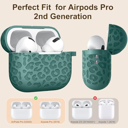 for Airpods Pro 2nd Generation Case,Engraved Soft Silicone Skin Cover Full Protective Case Compatible with Apple AirPods Pro 2nd,Front LED Visible (Pinggreen, AirPods Pro 2/1) - color: Green, size: Airpods Pro 2/1 Case