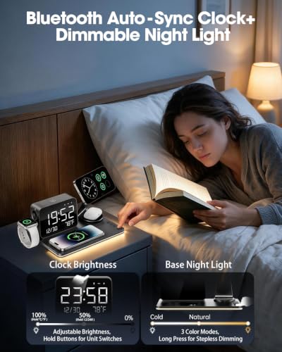 7-in-1 Magnetic Wireless Charging Station with Digital Clock & LED Lamp