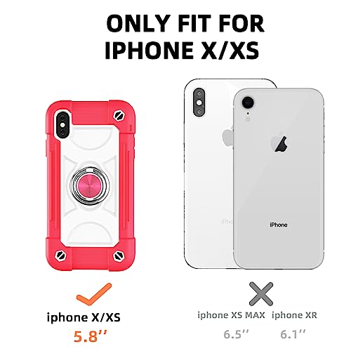 MARKILL Compatible with iPhone X/iPhone Xs Case 5.8 Inch with Ring Stand, Heavy-Duty Military Grade Shockproof Phone Cover for iPhone X/XS. Hot Pink - color: Hot Pink, size: iPhone X/iPhone XS 5.8"