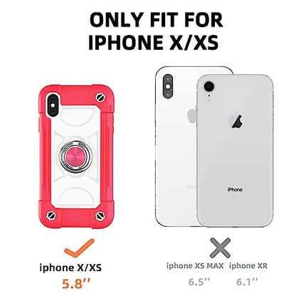 MARKILL Compatible with iPhone X/iPhone Xs Case 5.8 Inch with Ring Stand, Heavy-Duty Military Grade Shockproof Phone Cover for iPhone X/XS. Hot Pink - color: Hot Pink, size: iPhone X/iPhone XS 5.8"