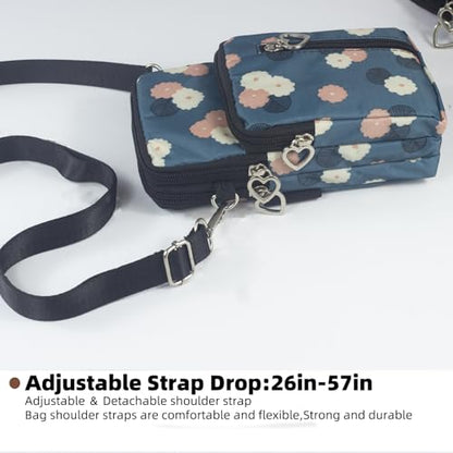 Small Crossbody Bag for Women - Mini Phone Purses with Crossbody Strap and Wallet - Nylon Arm Bag - color: Ab-blue Circle