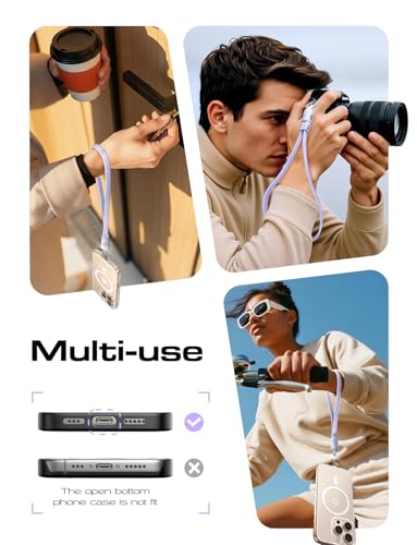 LISEN Teacher Lanyard, 60W USB C Cable Phone Wrist Strap, Anti Theft Phone Strap, Phone Charm with 2 Pack Tether Tab, Wrist Lanyard for Women and Men, Teacher, Purple Phone Lanyard - color: Purple, size: 9.1in Wrist Strap