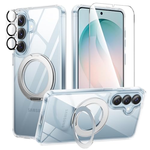360°Ring Stand for Samsung Galaxy S26 Plus Case with 1X Screen Protector +1X Camera Cover,Fit for MagSafe, Anti-Yellowing & Scratch-Resistant Back Phone Case for Galaxy S26 Plus 6.7", Clear - color: A-Clear, size: for S26 Plus