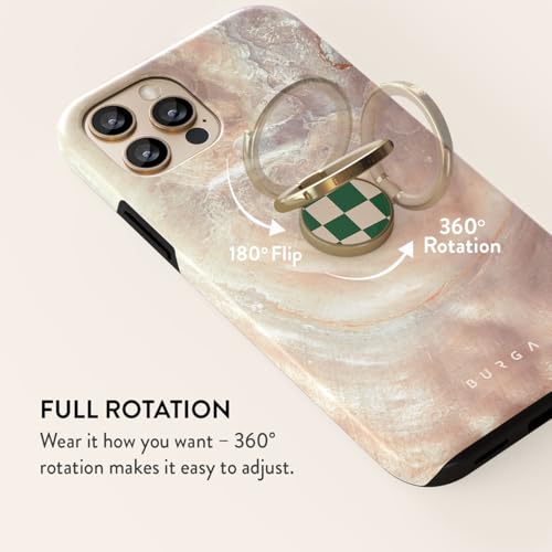 BURGA Cell Phone Ring, Holder Grip and Stand - Finger Phone Grip for Back of Smartphone Case, Kickstand 360 Rotation, Universal Ring for iPhone Samsung Galaxy Huawei Google Pixel, Stylish Accessories - color: Ivy League, style: Gold