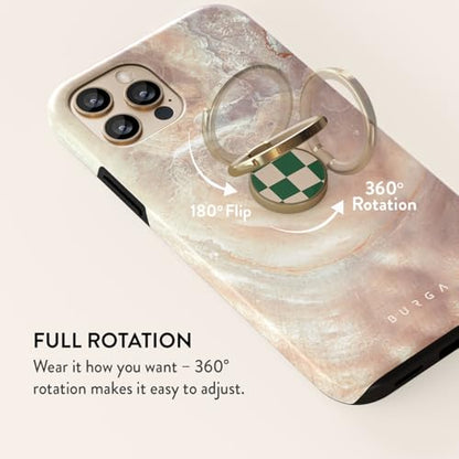 BURGA Cell Phone Ring, Holder Grip and Stand - Finger Phone Grip for Back of Smartphone Case, Kickstand 360 Rotation, Universal Ring for iPhone Samsung Galaxy Huawei Google Pixel, Stylish Accessories - color: Ivy League, style: Gold
