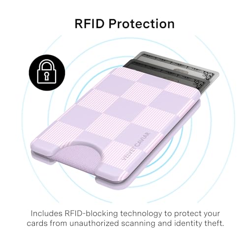 VELVET CAVIAR compatible with MagSafe Wallet - Magnetic Card Holder - color: Lilac Checkered