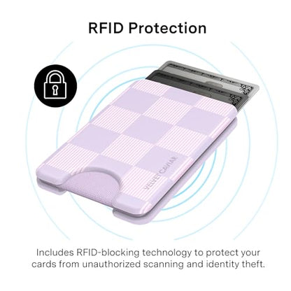 VELVET CAVIAR compatible with MagSafe Wallet - Magnetic Card Holder - color: Lilac Checkered