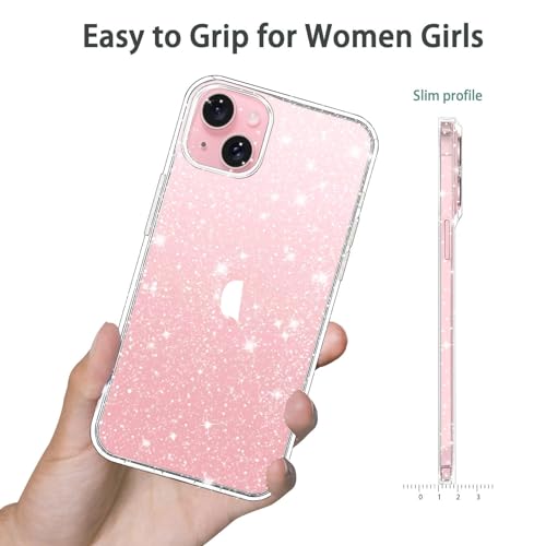 JJGoo Compatible with iPhone 13 Mini Case, Bling Sparkle Soft TPU Anti-Scratch Shockproof Protective Phone Bumper, Women Girls Cute Slim Phone Case, Clear Glitter - color: Clear Glitter