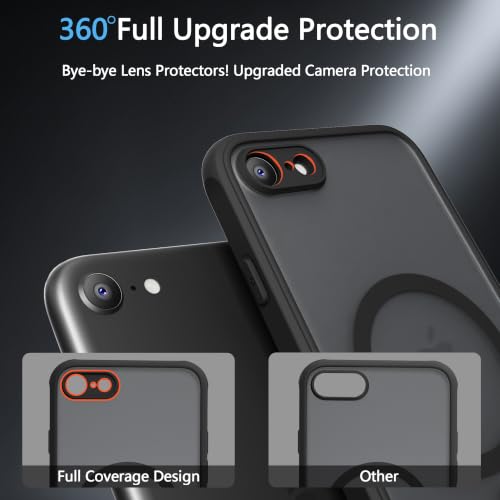 for iPhone SE 3rd & 2nd Gen & 8/7 Case [Compatible with Magsafe] Translucent Matte Phone Cover, [10 FT Military Grade Drop Protection] Slim Durable (Black Magnetic, iPhone SE2/SE3/8/7) - color: Black Magnetic, size: iPhone SE2/SE3/8/7