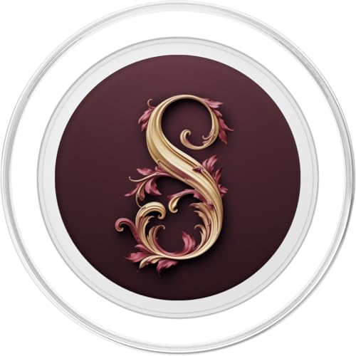 Red Initial Letter S Personalized Pretty Script PopSockets PopGrip for MagSafe - style: Magnetic PopGrip