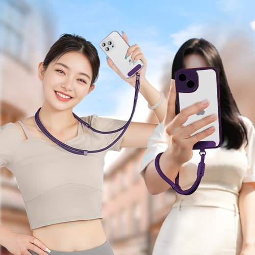 Shugahn Phone Lanyard 2 Pack - Anti-Theft Adjustable Cell Phone Crossbody Neck & Wrist Strap with 2 Metal Tabs, Secure Fit for Most phone Cases, (Fits iPhone/Samsung/Google) - color: Pink