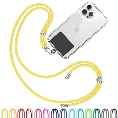 TBOC Cell Phone Lanyard [Yellow] - Comfortable Universal Smartphone Lanyard - Easy to Use Neck Phone Holder [Black Patch] - Adjustable Length Phone Strap Crossbody - Fits All Mobile Phones - color: Yellow