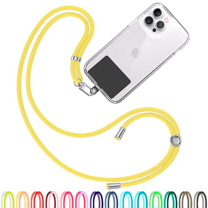 TBOC Cell Phone Lanyard [Yellow] - Comfortable Universal Smartphone Lanyard - Easy to Use Neck Phone Holder [Black Patch] - Adjustable Length Phone Strap Crossbody - Fits All Mobile Phones - color: Yellow