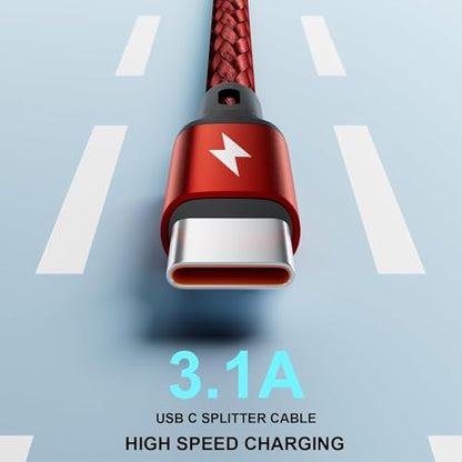 MJXIANG Multi USB C Cable Fast Charging 4 in 1, 4ft USB C Splitter Cable - color: 4FT/2Pack(Red)