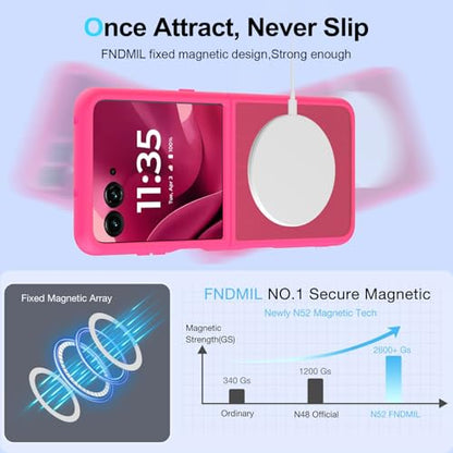 Case for Motorola Razr Ultra 2025/Razr Ultra 2026 Magnetic Cover Phone Case,Slim-Fit Hard PC Bumper Shockproof Silicone Protective Cases,Hot Pink - color: Magnetic Hot Pink-Motorola Razr Ultra 2025/2026