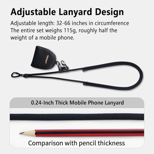 Cell Phone Lanyard Crossbody,Anti Theft Phone Strap,with Steel Wire & Lock,Clip and Go Strap for Phone with Wallet Crossbody,Travel Essentials,Commuting,Daily Convenience,Black