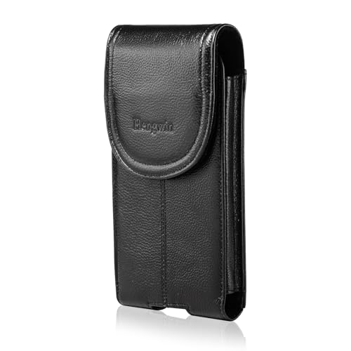 Real Leather Cell Phone Belt Clip Holster Case Waist Pouch for Men - color: Black