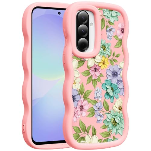 for Galaxy A36 Phone Case, Wavy Soft TPU, Pink-Floral | Wavy Frame Design, Soft Slim TPU, Full Camera Lens Protection, Shockproof Phone Cover - color: Pink-Floral, size: Samsung A36