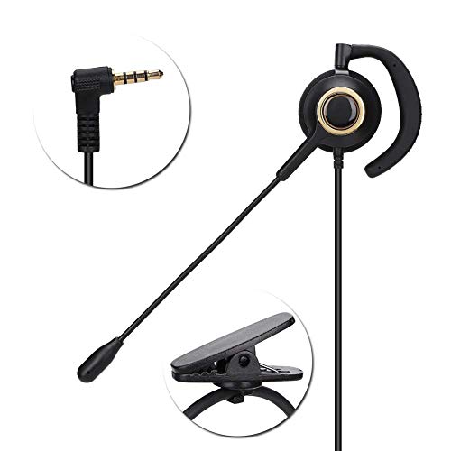 Headset with Mic Noise Cancelling, 3.5mm Single Plug, Support Rear Mounted, Ear Hook and Head Mounted, Computer Headset for Business Skype UC Webinar Call Center Office - Mono Headphone