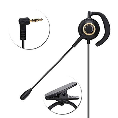 Headset with Mic Noise Cancelling, 3.5mm Single Plug, Support Rear Mounted, Ear Hook and Head Mounted, Computer Headset for Business Skype UC Webinar Call Center Office - Mono Headphone