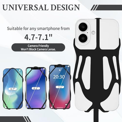 HOTEMIA Silicone Phone Lanyard Holder with Carabiner, Universal Phone Strap,Anti-Theft Phone Case with retractable tether - color: Black