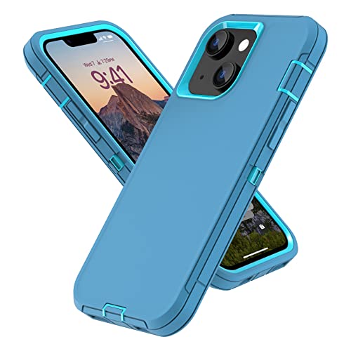 Sansunto for iPhone 16e Case, Protective Cover for 13, 14, 15, 16E 6.1", Heavy Duty Shockproof Drop Proof 3 in 1 Silicone Rubber Cover, Rugged Hybrid Durable Phone Cases for Men (Teal/Turquoise) - color: Teal/Turquoise
